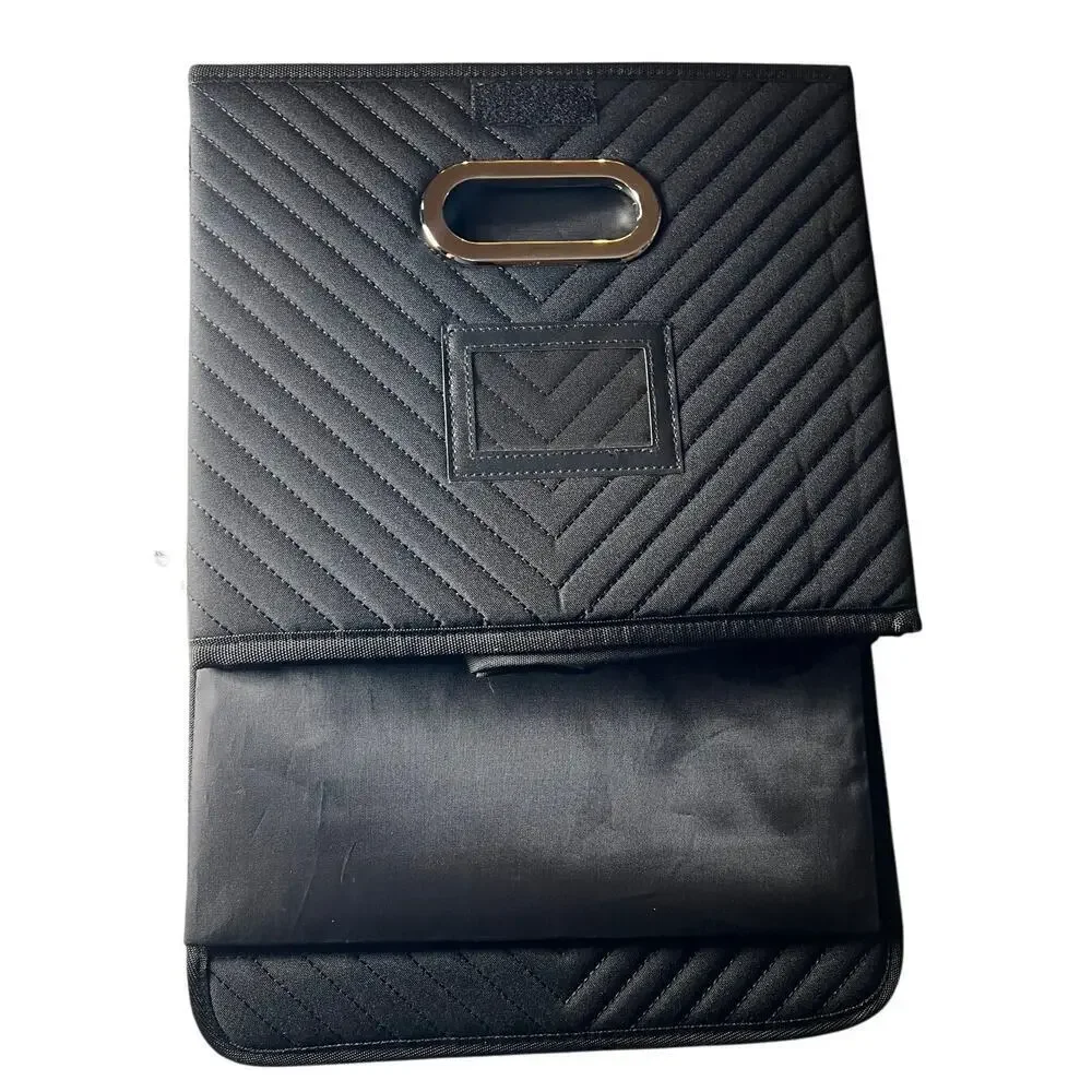 File Box Storage Hanging Organizer With Pocket Faux Leather Folder Lid New